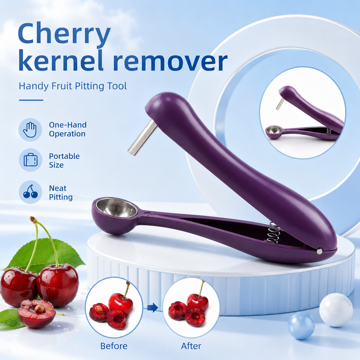 Kitchen Baking Tools - Cherry Kernel Remover Handheld Cherry Pitter